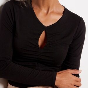 Evereve Black Keyhole Blouse